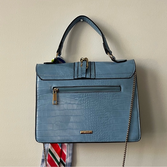 Aldo Glenda Crocodile Embossed Light Blue Shoulder Bag - Picture 4 of 7